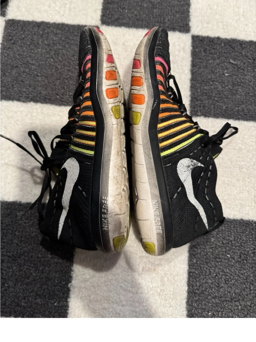 Nike Black Knit Sneakers with Orange-Yellow Gradient Insole - Picture 7 of 8